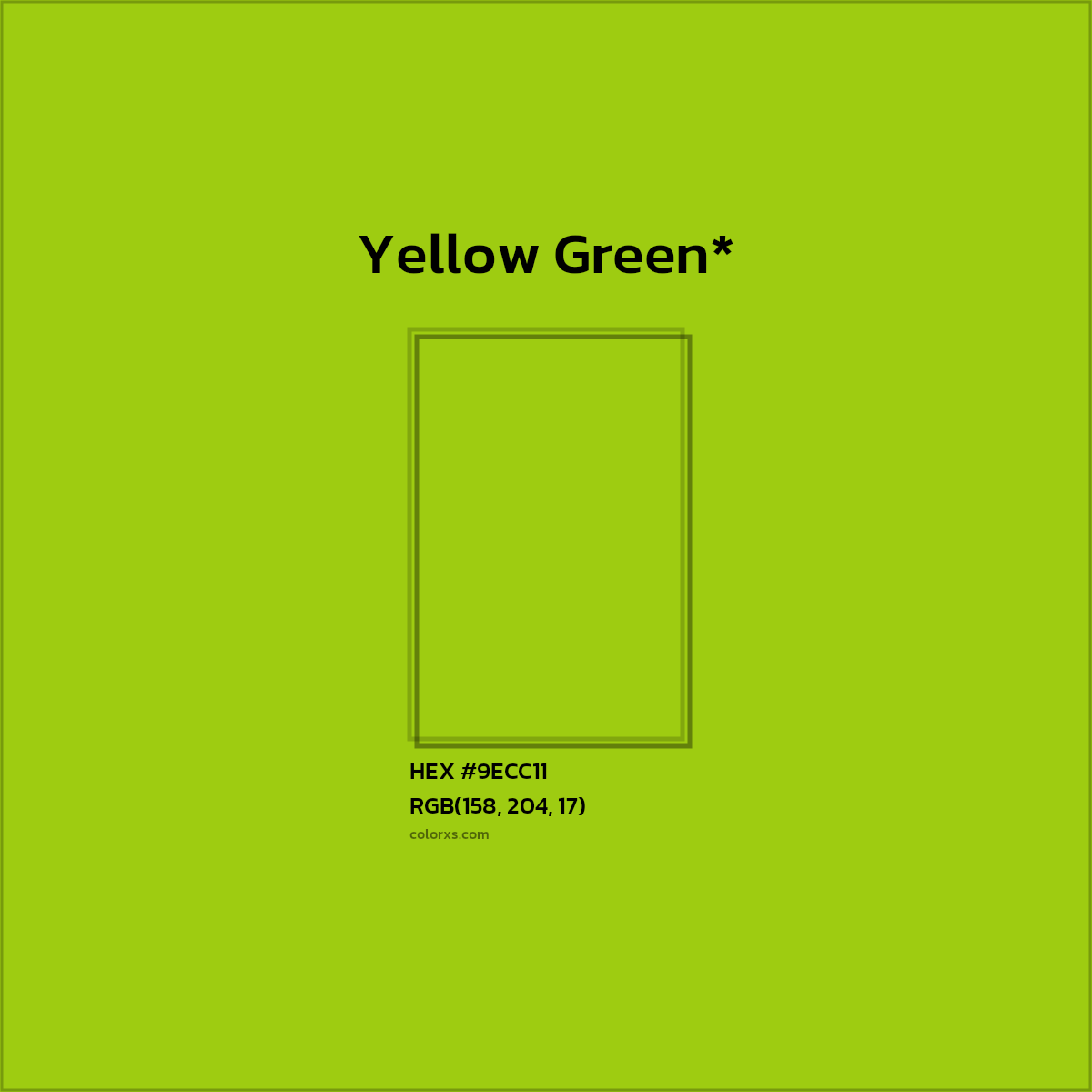 #9ECC11 hex color. RGB, RYB, CMYK, HSL, HSV codes and color conversions. Matching color names, palettes, paints.