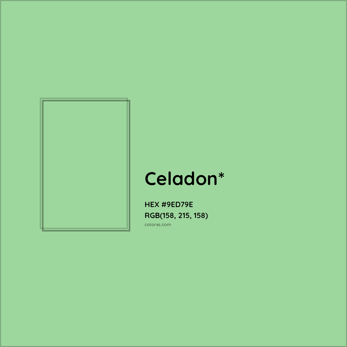 #9ED79E hex color. RGB, RYB, CMYK, HSL, HSV codes and color conversions. Matching color names, palettes, paints.