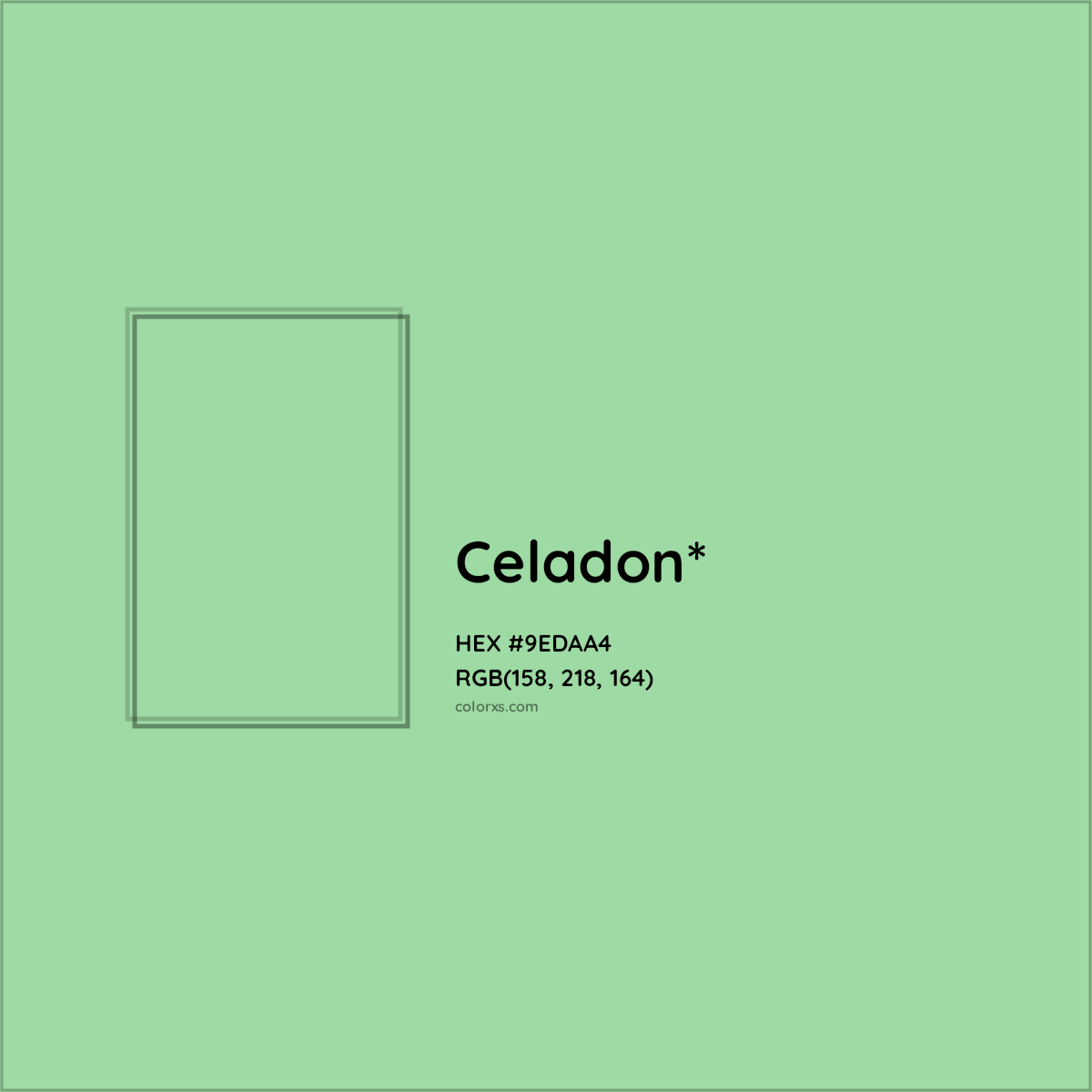 #9EDAA4 hex color. RGB, RYB, CMYK, HSL, HSV codes and color conversions. Matching color names, palettes, paints.