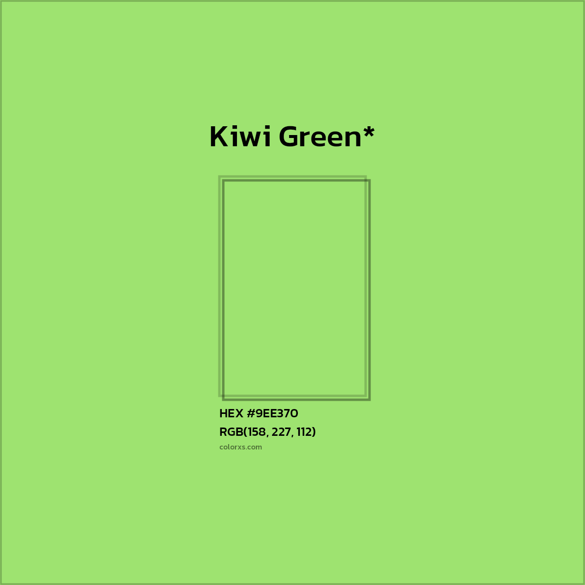 #9EE370 hex color. RGB, RYB, CMYK, HSL, HSV codes and color conversions. Matching color names, palettes, paints.