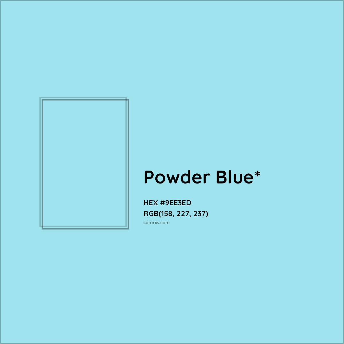 #9EE3ED hex color. RGB, RYB, CMYK, HSL, HSV codes and color conversions. Matching color names, palettes, paints.
