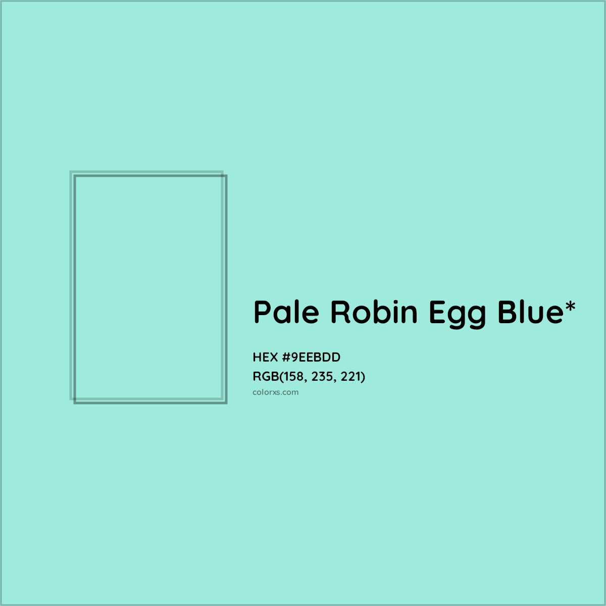#9EEBDD hex color. RGB, RYB, CMYK, HSL, HSV codes and color conversions. Matching color names, palettes, paints.