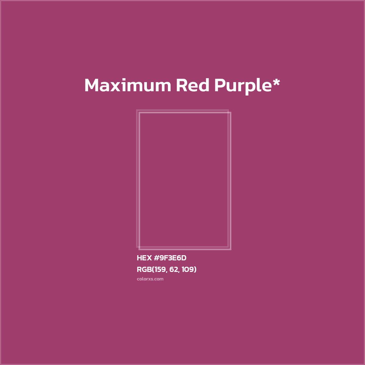 #9F3E6D hex color. RGB, RYB, CMYK, HSL, HSV codes and color conversions. Matching color names, palettes, paints.