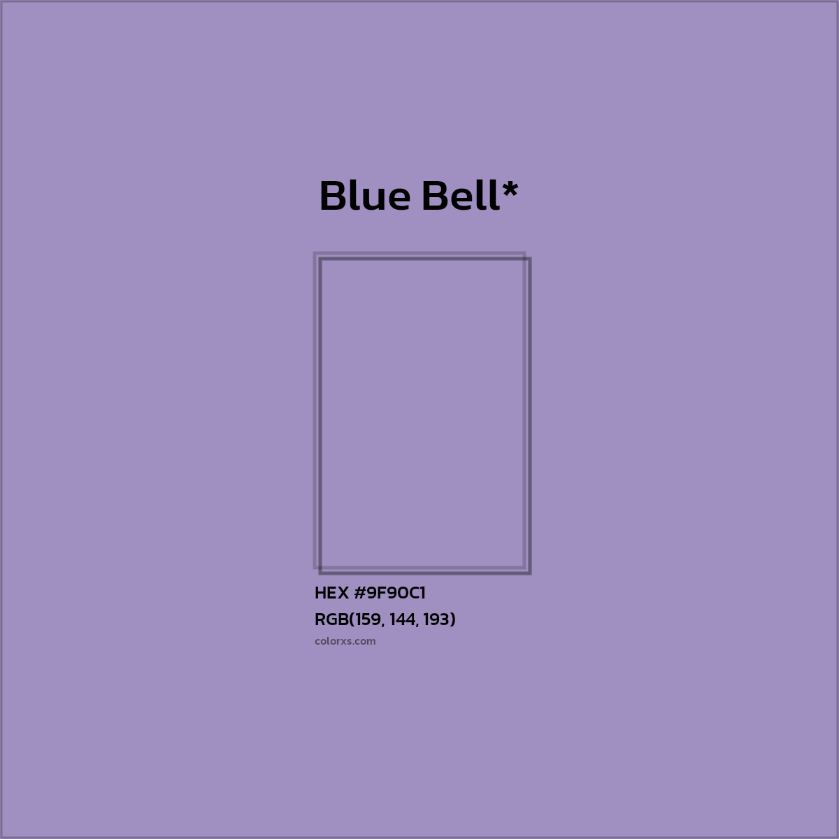 #9F90C1 hex color. RGB, RYB, CMYK, HSL, HSV codes and color conversions. Matching color names, palettes, paints.