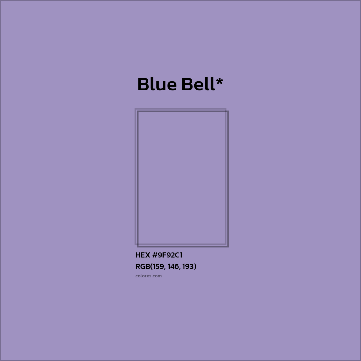 #9F92C1 hex color. RGB, RYB, CMYK, HSL, HSV codes and color conversions. Matching color names, palettes, paints.
