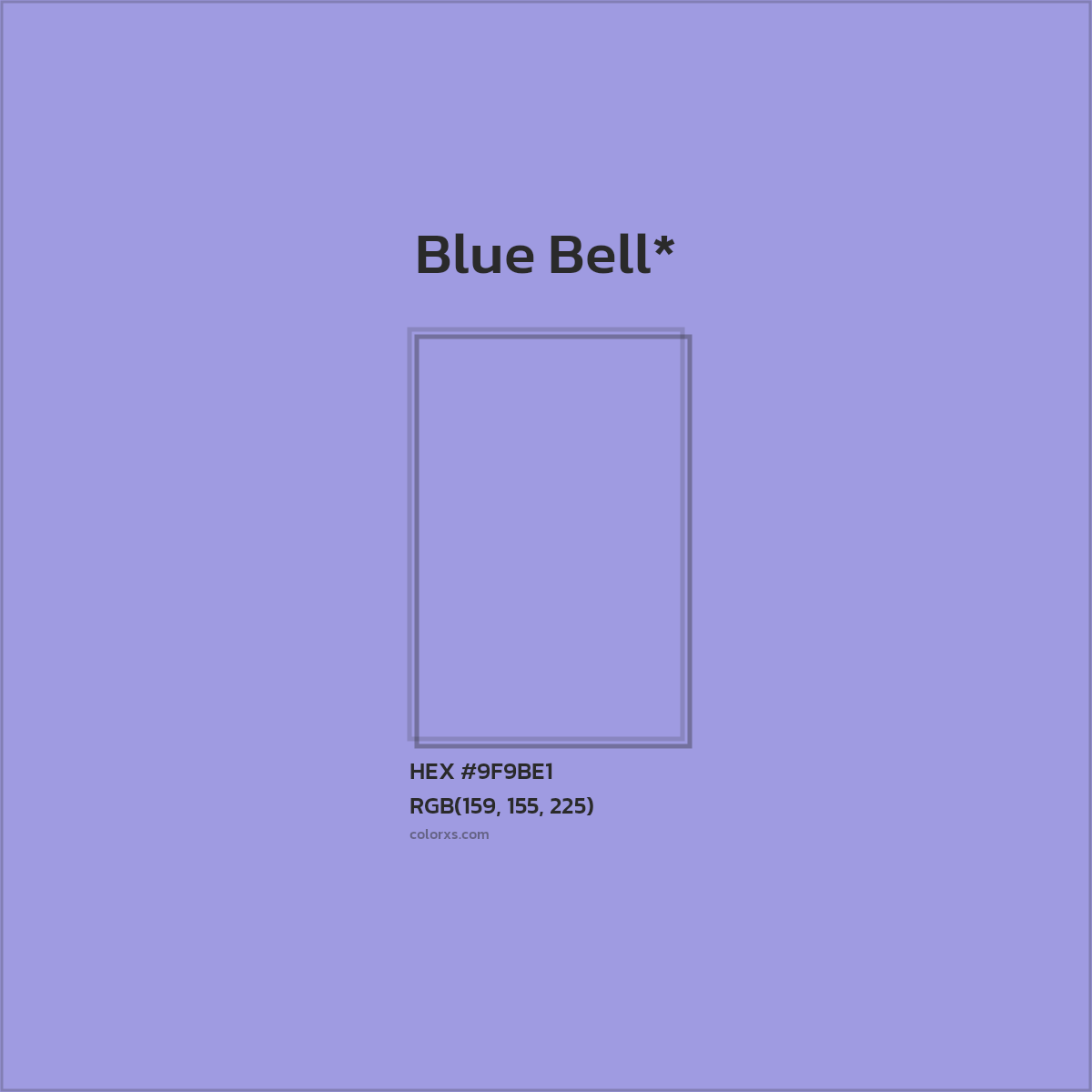 #9F9BE1 hex color. RGB, RYB, CMYK, HSL, HSV codes and color conversions. Matching color names, palettes, paints.