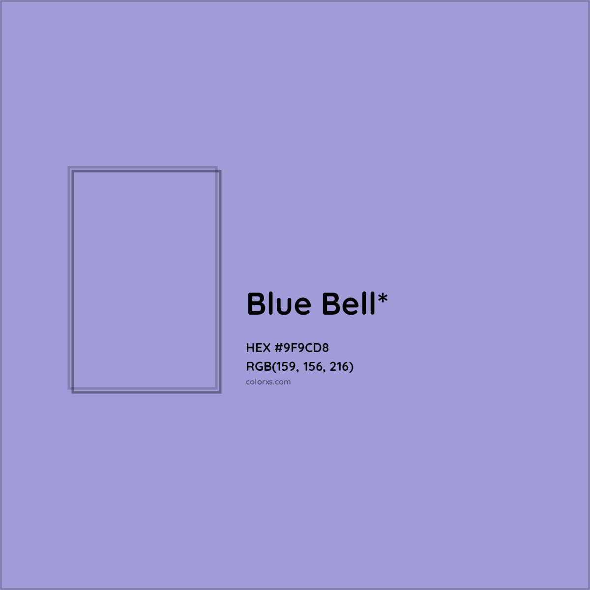 #9F9CD8 hex color. RGB, RYB, CMYK, HSL, HSV codes and color conversions. Matching color names, palettes, paints.
