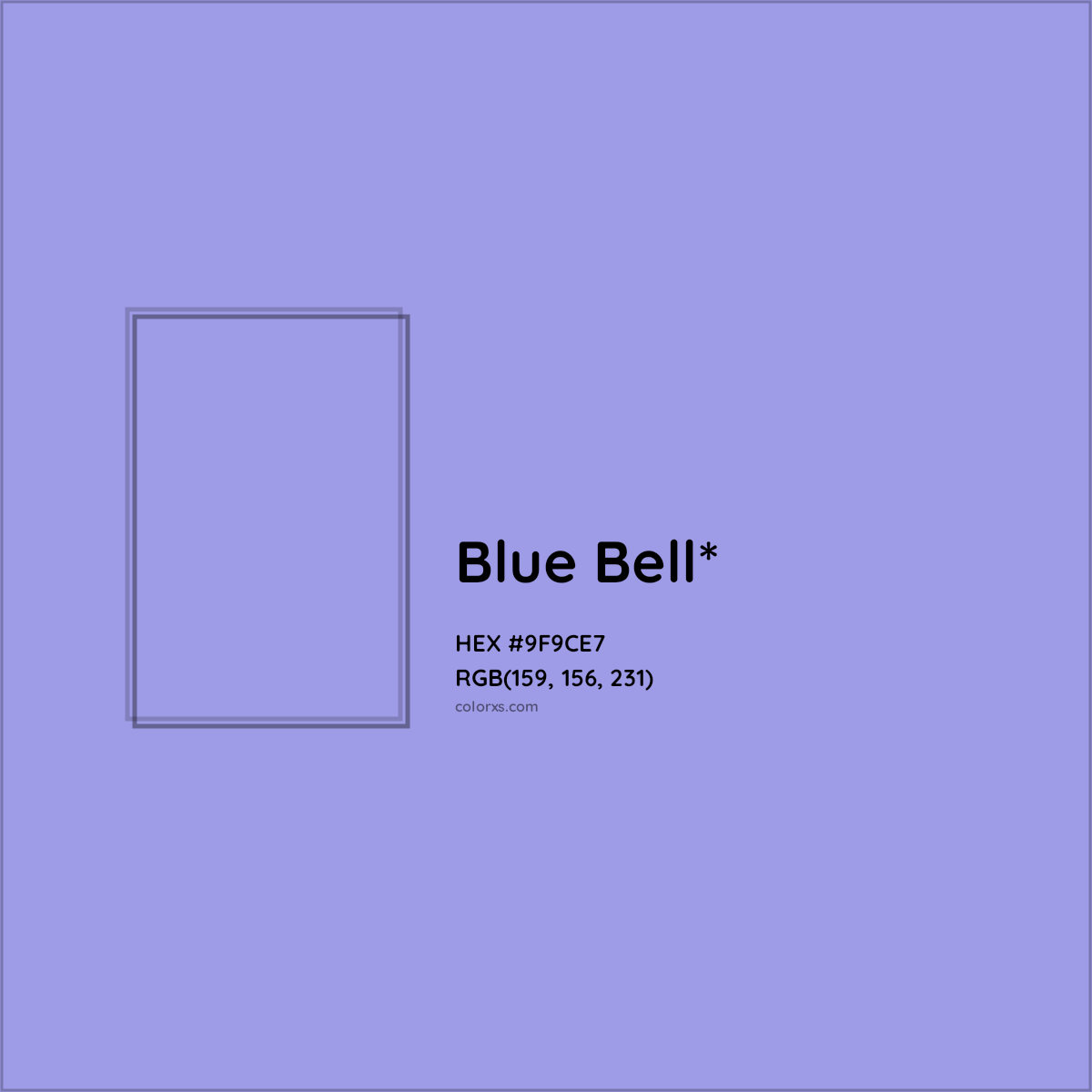 #9F9CE7 hex color. RGB, RYB, CMYK, HSL, HSV codes and color conversions. Matching color names, palettes, paints.