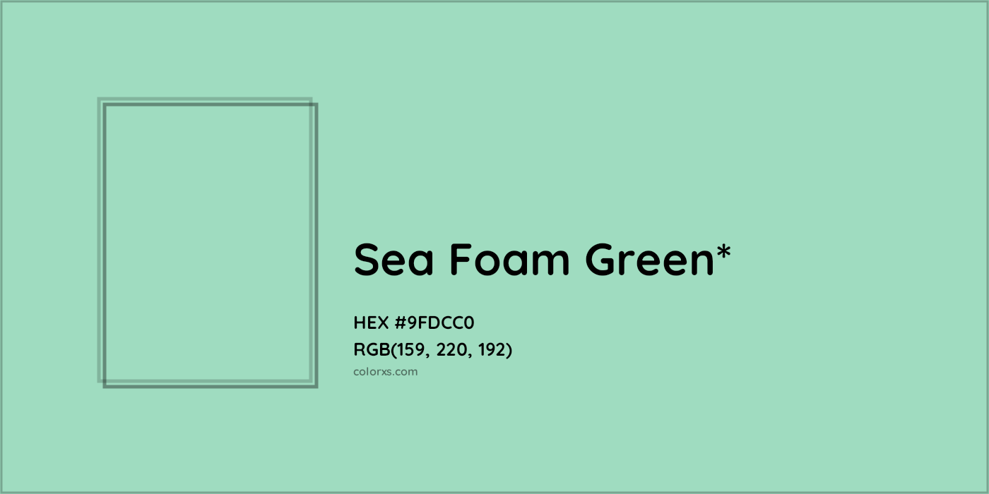 #9FDCC0 hex color. RGB, RYB, CMYK, HSL, HSV codes and color conversions. Matching color names, palettes, paints.