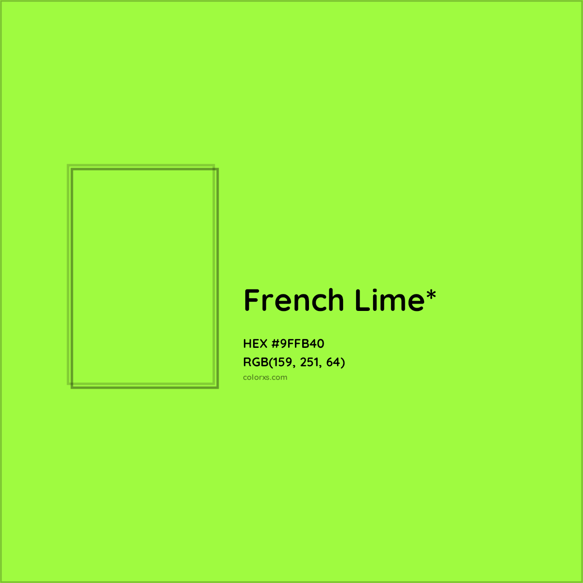 #9FFB40 hex color. RGB, RYB, CMYK, HSL, HSV codes and color conversions. Matching color names, palettes, paints.