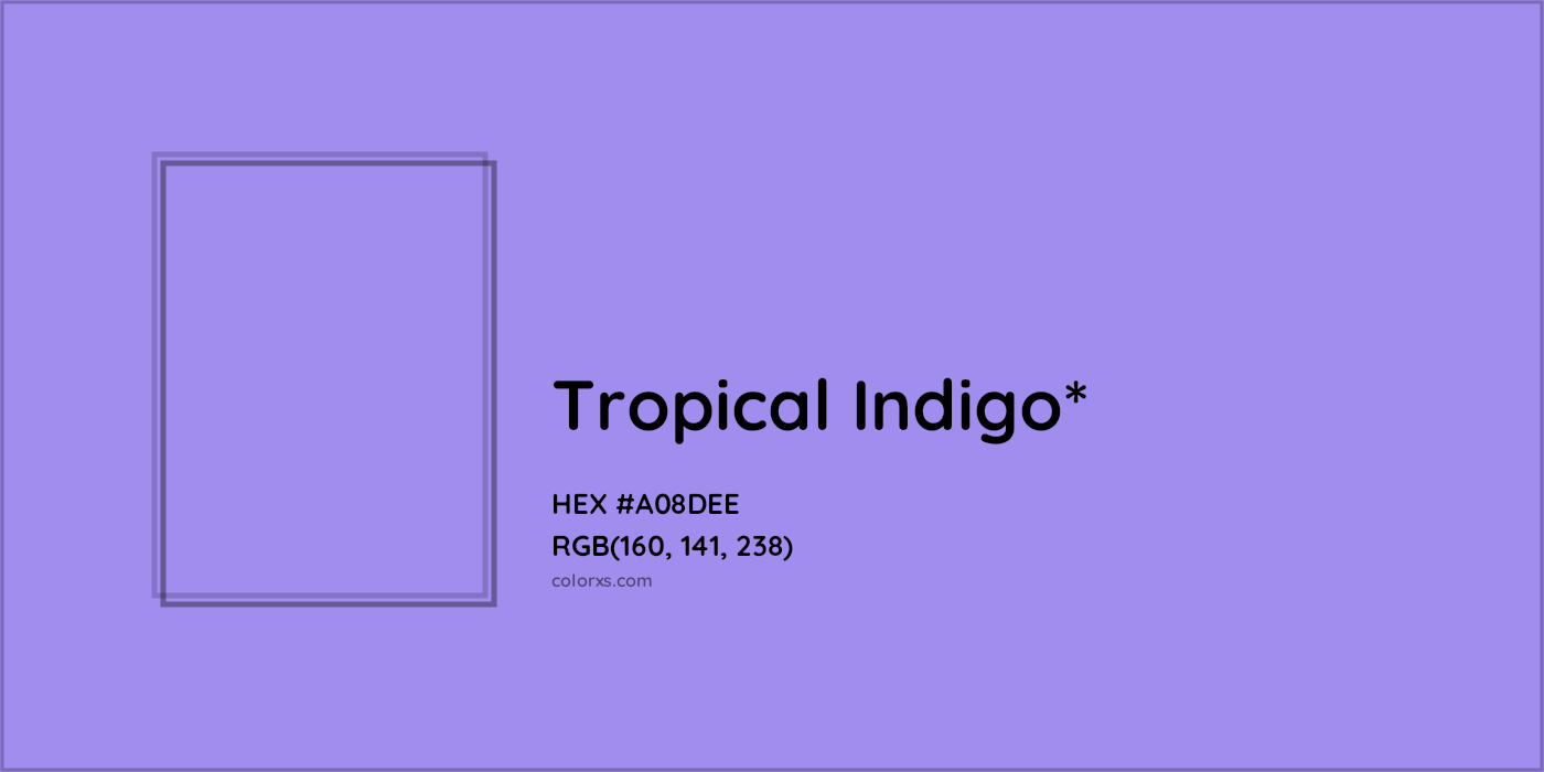 #A08DEE hex color. RGB, RYB, CMYK, HSL, HSV codes and color conversions. Matching color names, palettes, paints.