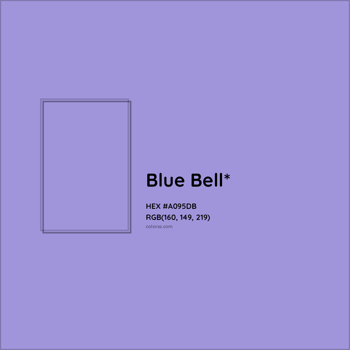 #A095DB hex color. RGB, RYB, CMYK, HSL, HSV codes and color conversions. Matching color names, palettes, paints.