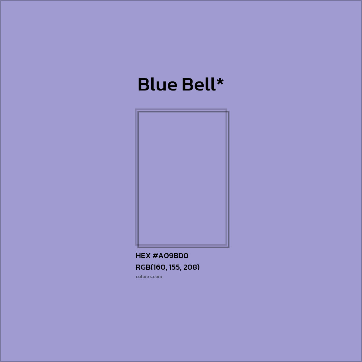 #A09BD0 hex color. RGB, RYB, CMYK, HSL, HSV codes and color conversions. Matching color names, palettes, paints.