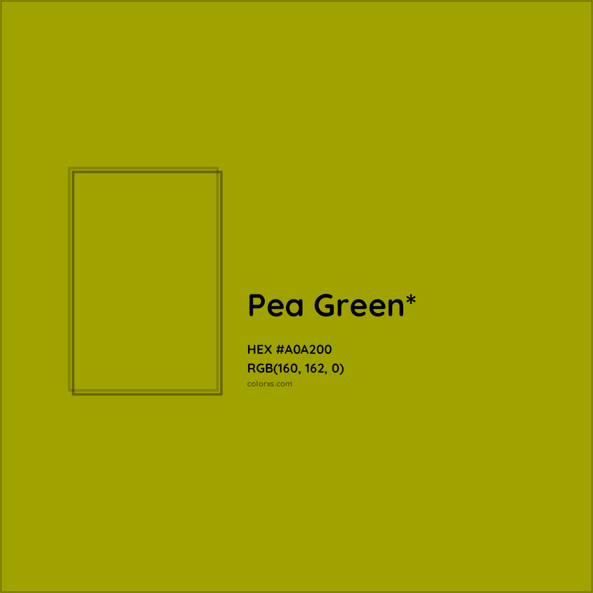 #A0A200 hex color. RGB, RYB, CMYK, HSL, HSV codes and color conversions. Matching color names, palettes, paints.