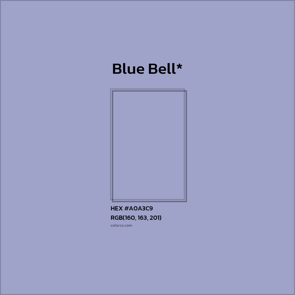 #A0A3C9 hex color. RGB, RYB, CMYK, HSL, HSV codes and color conversions. Matching color names, palettes, paints.