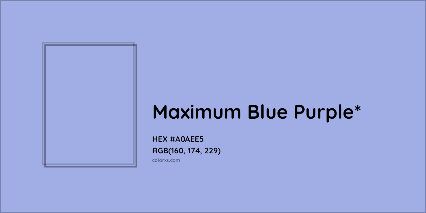 #A0AEE5 hex color. RGB, RYB, CMYK, HSL, HSV codes and color conversions. Matching color names, palettes, paints.