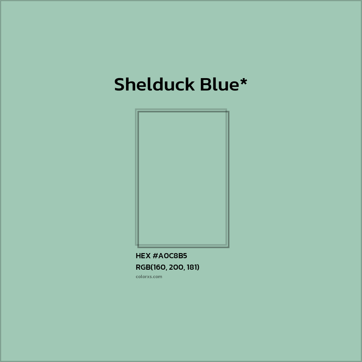 #A0C8B5 hex color. RGB, RYB, CMYK, HSL, HSV codes and color conversions. Matching color names, palettes, paints.