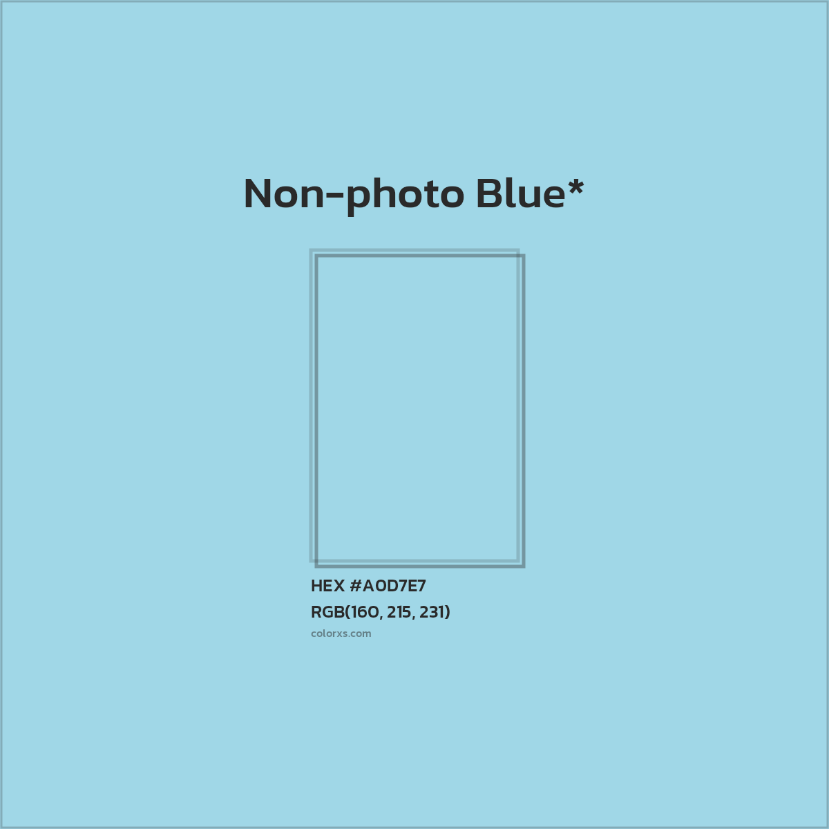 #A0D7E7 hex color. RGB, RYB, CMYK, HSL, HSV codes and color conversions. Matching color names, palettes, paints.