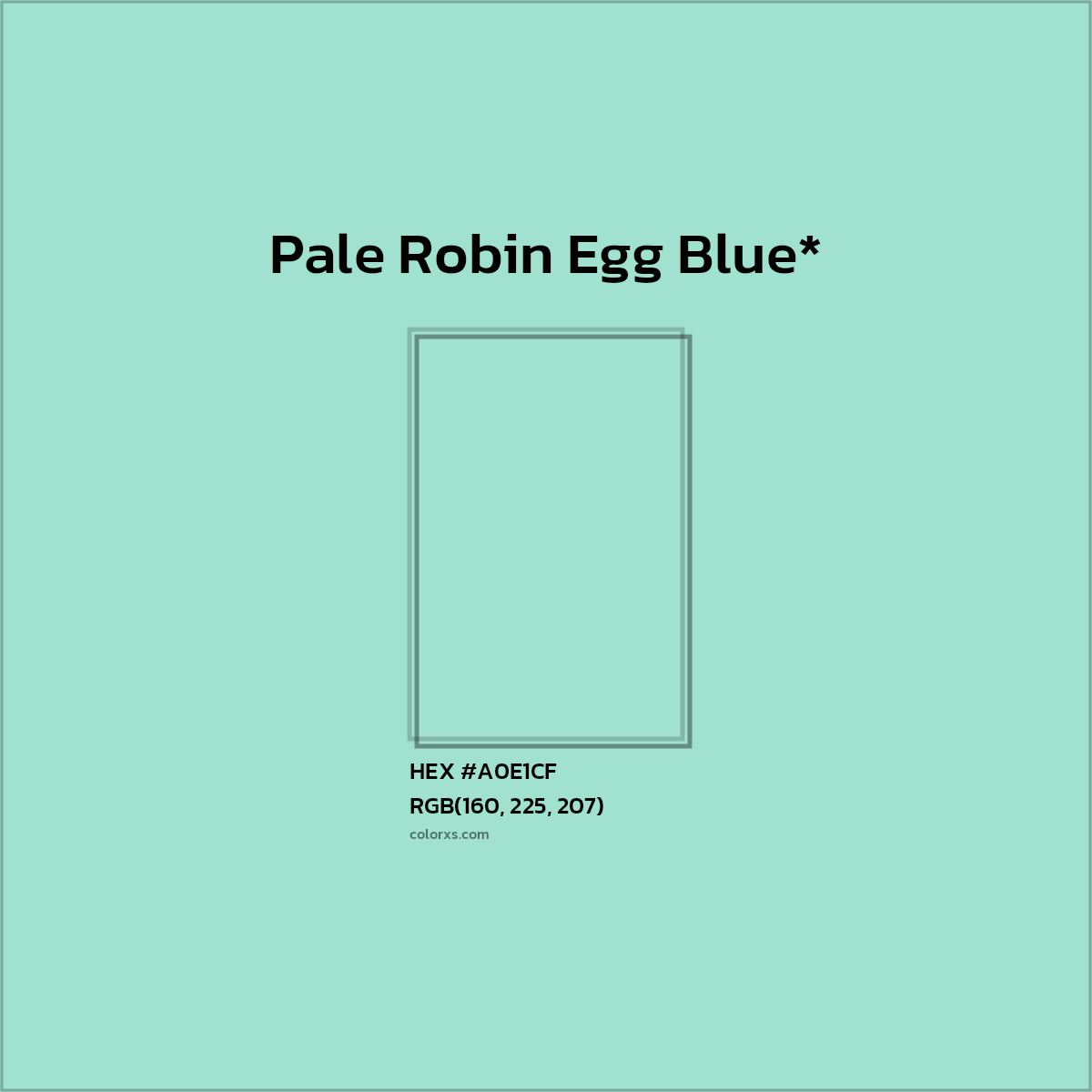 #A0E1CF hex color. RGB, RYB, CMYK, HSL, HSV codes and color conversions. Matching color names, palettes, paints.
