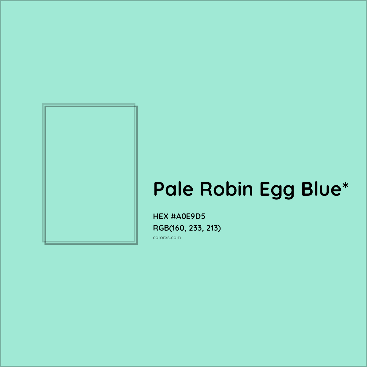 #A0E9D5 hex color. RGB, RYB, CMYK, HSL, HSV codes and color conversions. Matching color names, palettes, paints.