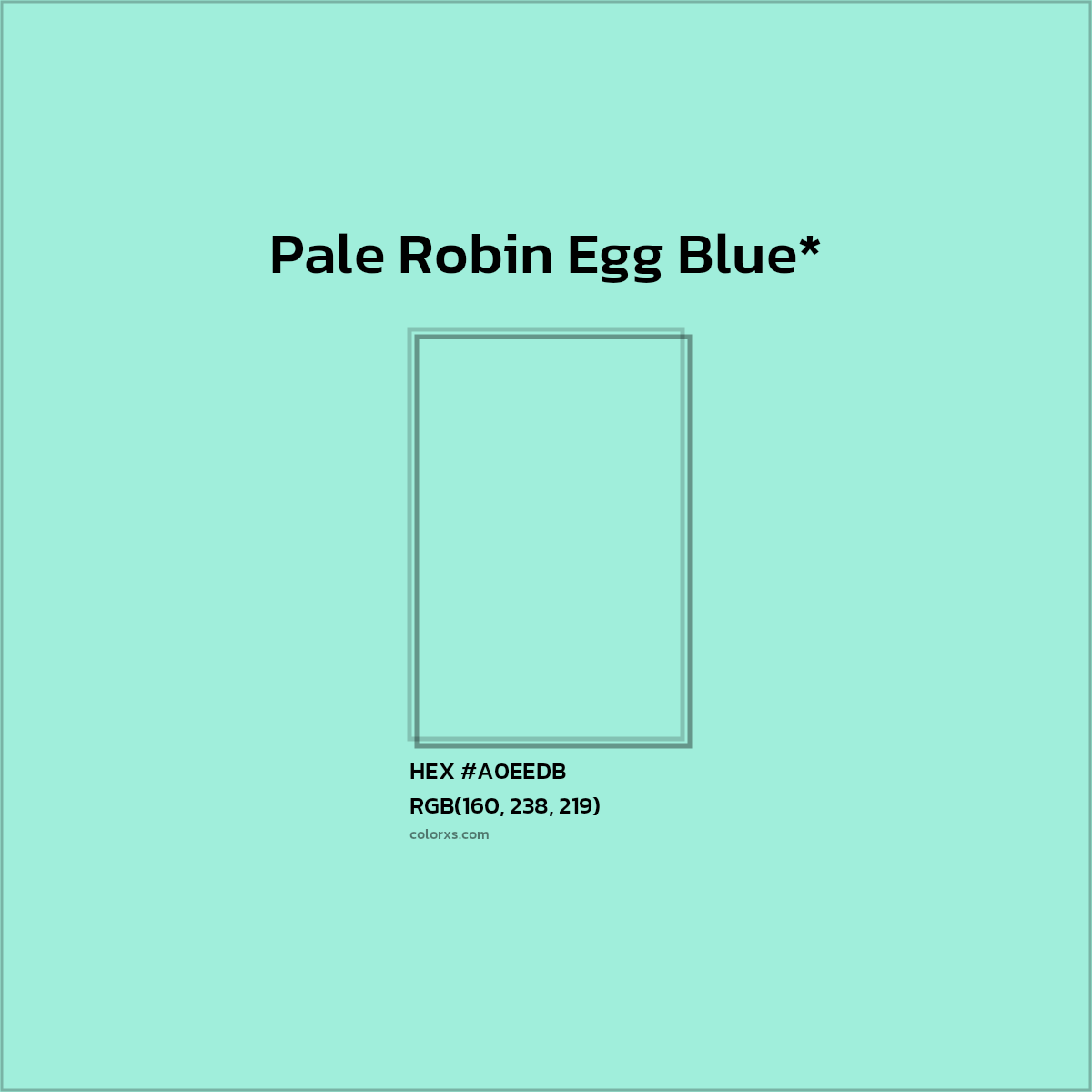 #A0EEDB hex color. RGB, RYB, CMYK, HSL, HSV codes and color conversions. Matching color names, palettes, paints.