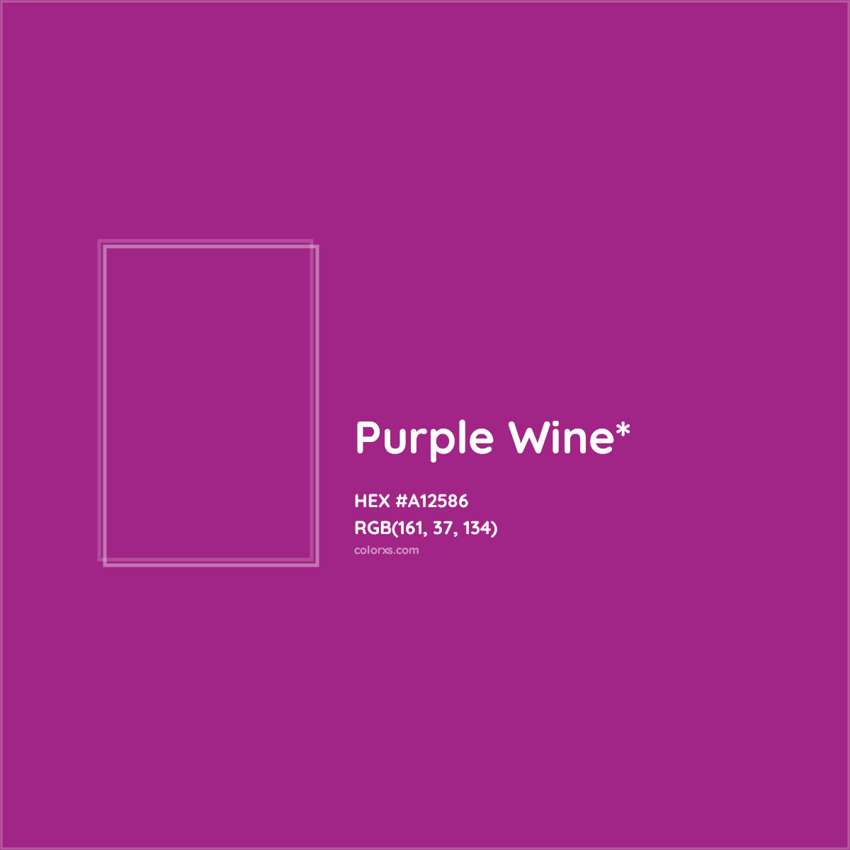 #A12586 hex color. RGB, RYB, CMYK, HSL, HSV codes and color conversions. Matching color names, palettes, paints.