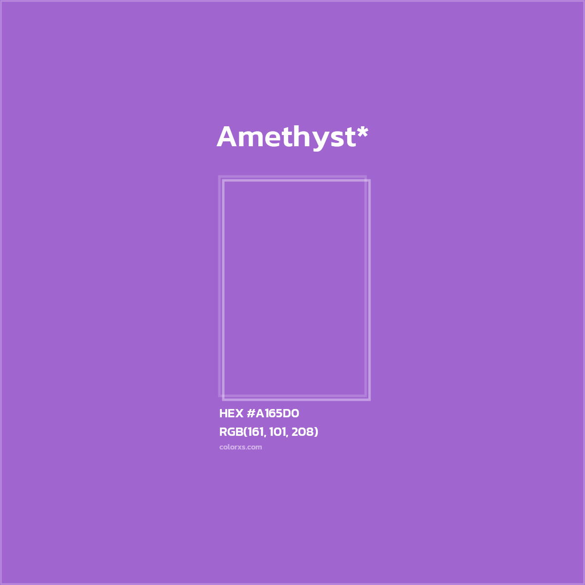 #A165D0 hex color. RGB, RYB, CMYK, HSL, HSV codes and color conversions. Matching color names, palettes, paints.