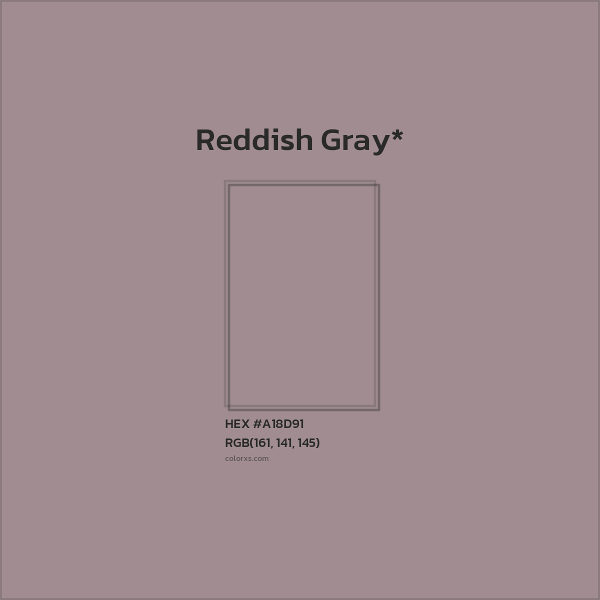 #A18D91 hex color. RGB, RYB, CMYK, HSL, HSV codes and color conversions. Matching color names, palettes, paints.