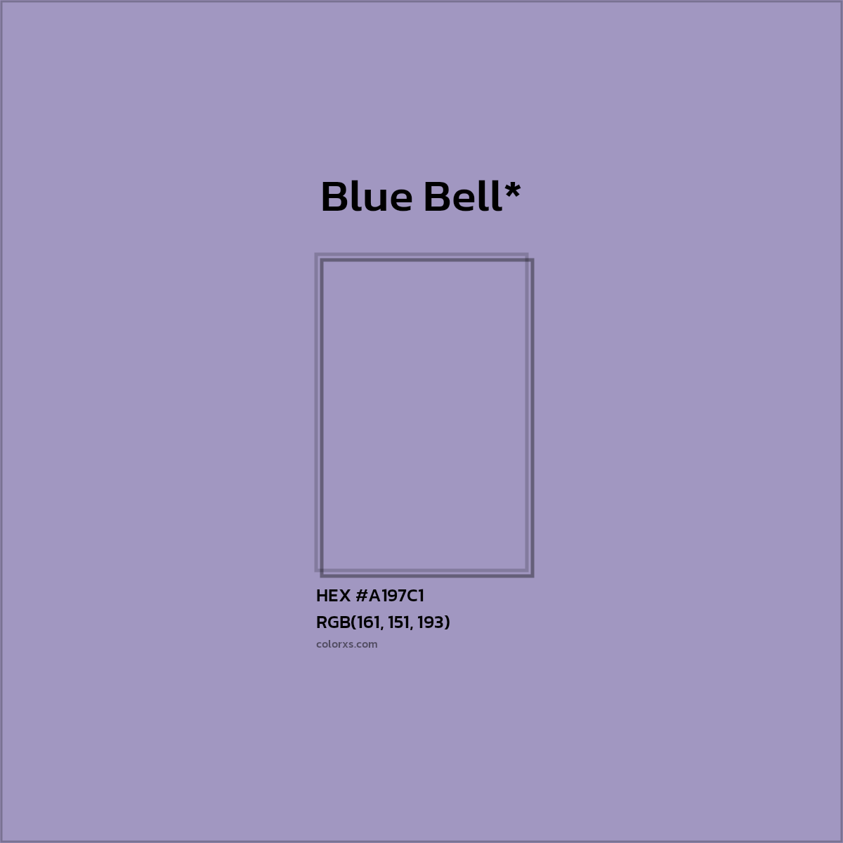 #A197C1 hex color. RGB, RYB, CMYK, HSL, HSV codes and color conversions. Matching color names, palettes, paints.