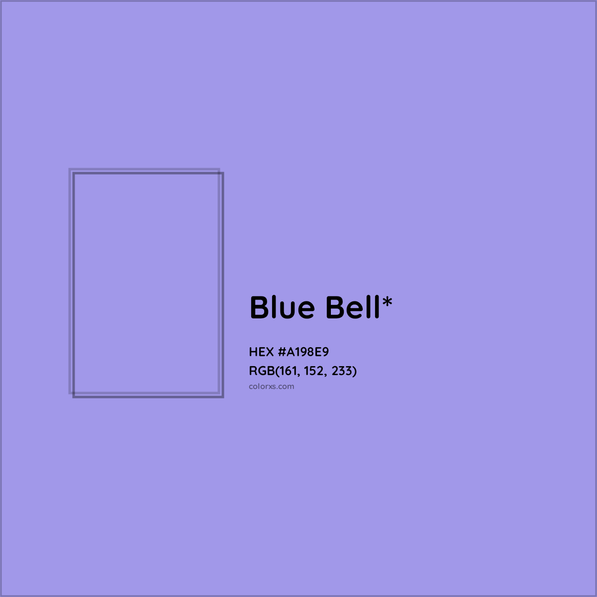 #A198E9 hex color. RGB, RYB, CMYK, HSL, HSV codes and color conversions. Matching color names, palettes, paints.