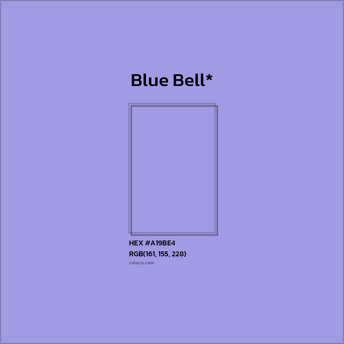 #A19BE4 hex color. RGB, RYB, CMYK, HSL, HSV codes and color conversions. Matching color names, palettes, paints.