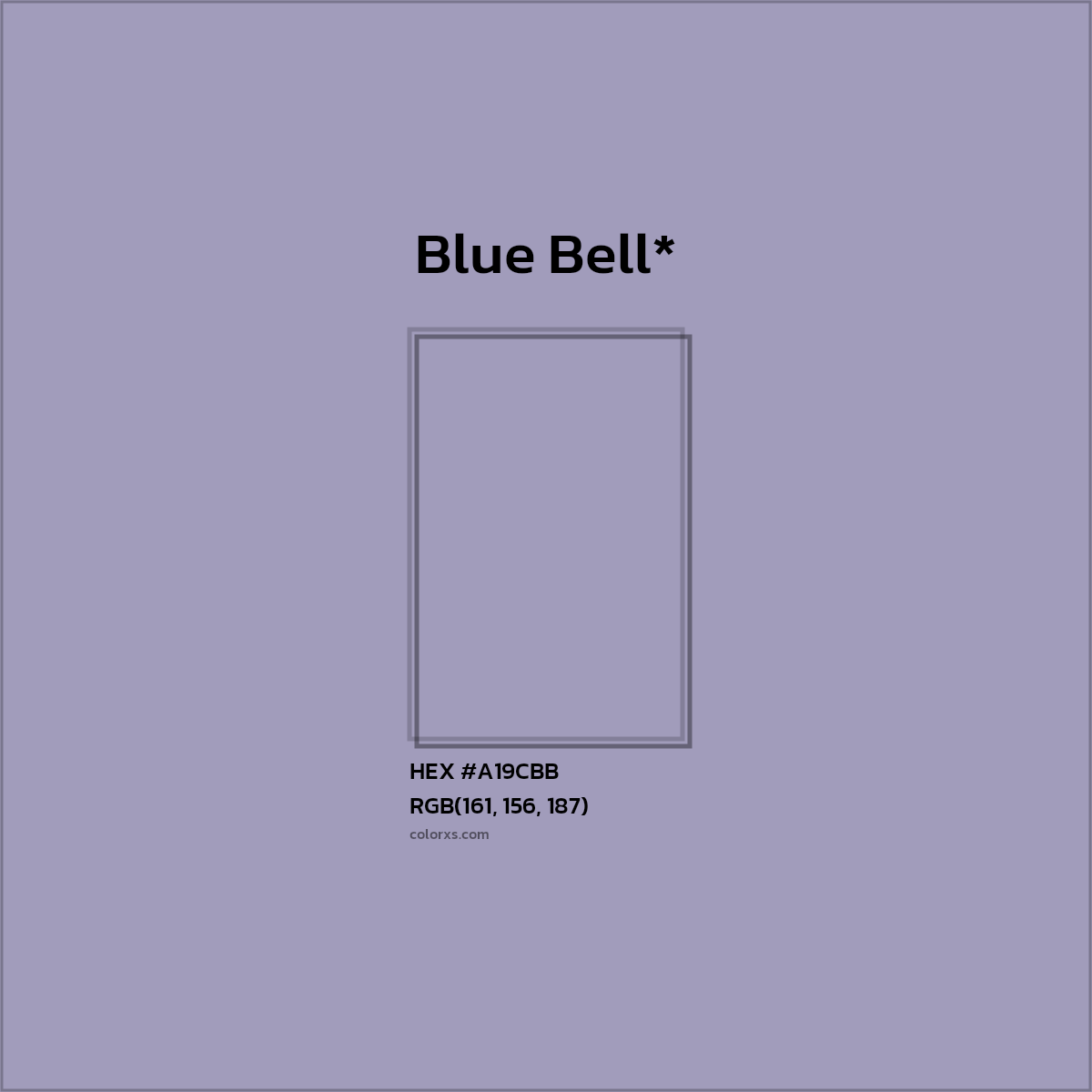 #A19CBB hex color. RGB, RYB, CMYK, HSL, HSV codes and color conversions. Matching color names, palettes, paints.