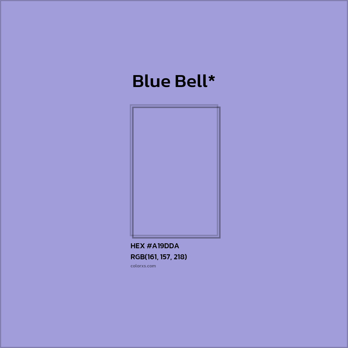 #A19DDA hex color. RGB, RYB, CMYK, HSL, HSV codes and color conversions. Matching color names, palettes, paints.