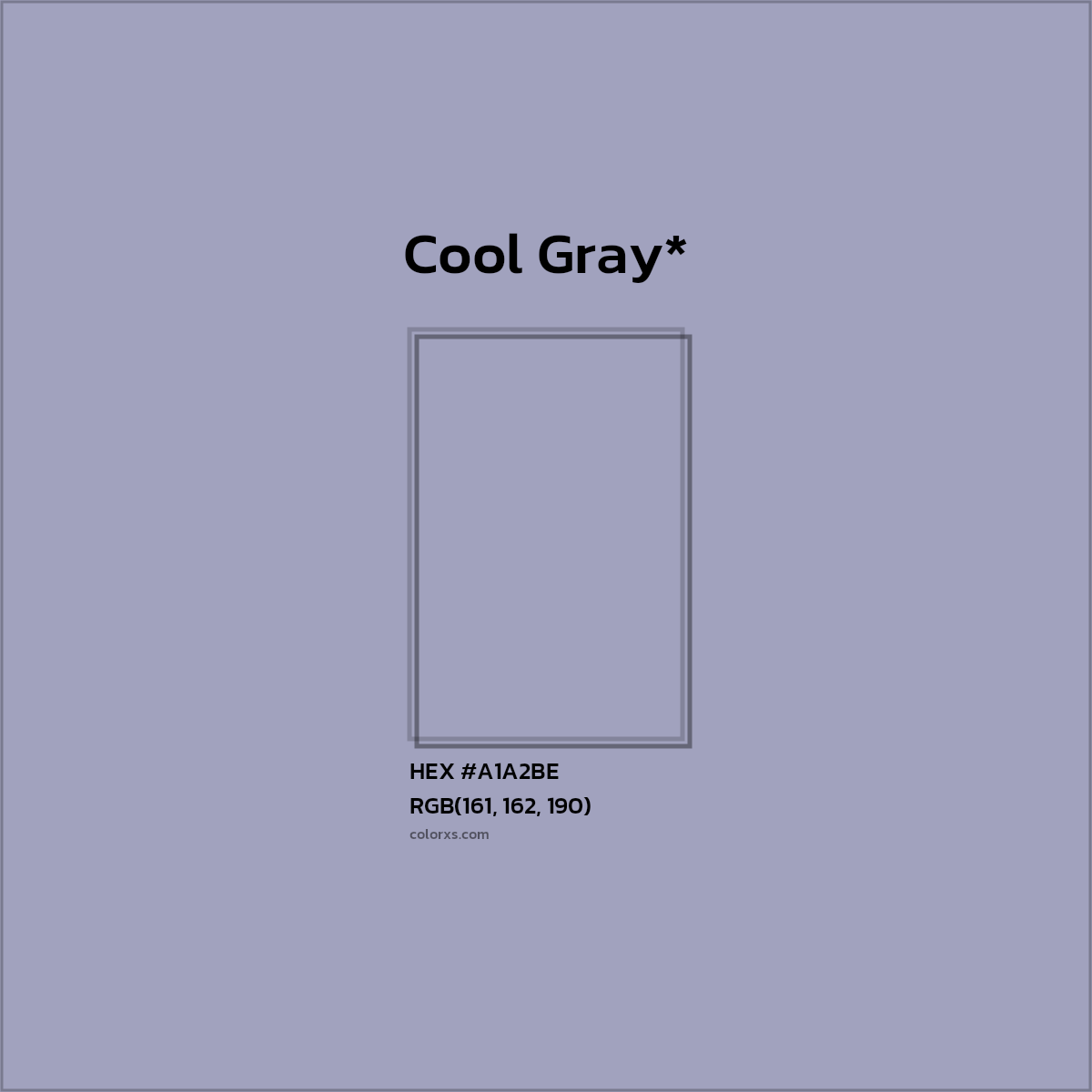 #A1A2BE hex color. RGB, RYB, CMYK, HSL, HSV codes and color conversions. Matching color names, palettes, paints.