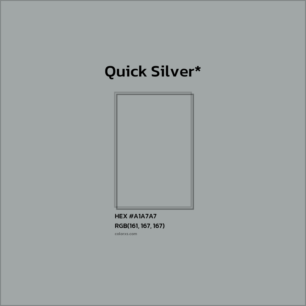 #A1A7A7 hex color. RGB, RYB, CMYK, HSL, HSV codes and color conversions. Matching color names, palettes, paints.