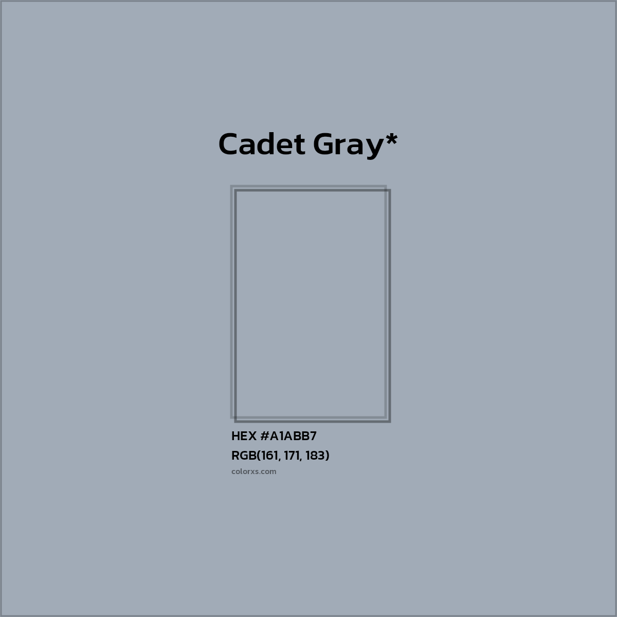 #A1ABB7 hex color. RGB, RYB, CMYK, HSL, HSV codes and color conversions. Matching color names, palettes, paints.