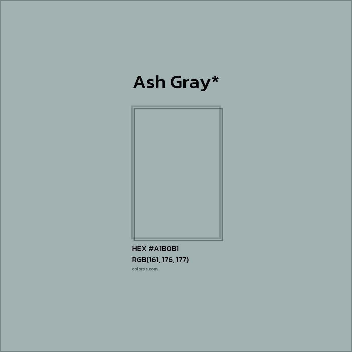 #A1B0B1 hex color. RGB, RYB, CMYK, HSL, HSV codes and color conversions. Matching color names, palettes, paints.