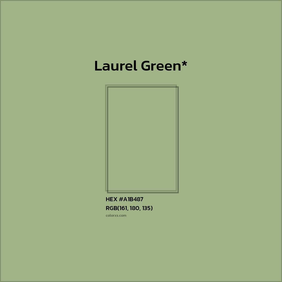 #A1B487 hex color. RGB, RYB, CMYK, HSL, HSV codes and color conversions. Matching color names, palettes, paints.