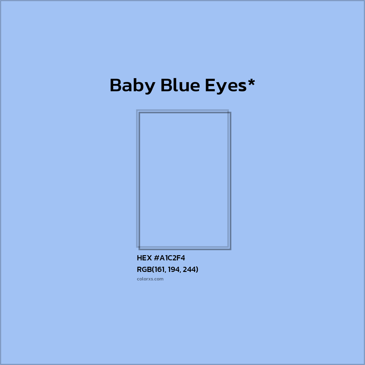 #A1C2F4 hex color. RGB, RYB, CMYK, HSL, HSV codes and color conversions. Matching color names, palettes, paints.