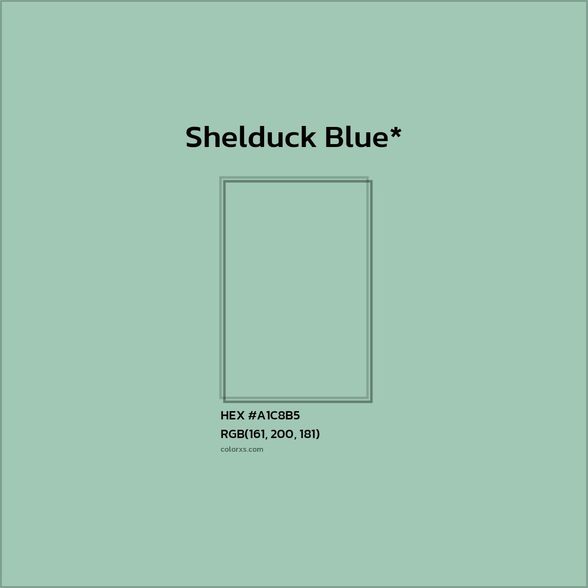 #A1C8B5 hex color. RGB, RYB, CMYK, HSL, HSV codes and color conversions. Matching color names, palettes, paints.
