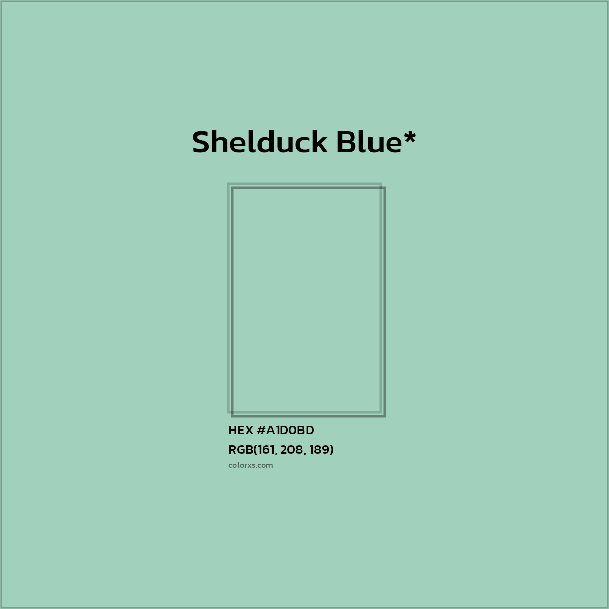 #A1D0BD hex color. RGB, RYB, CMYK, HSL, HSV codes and color conversions. Matching color names, palettes, paints.
