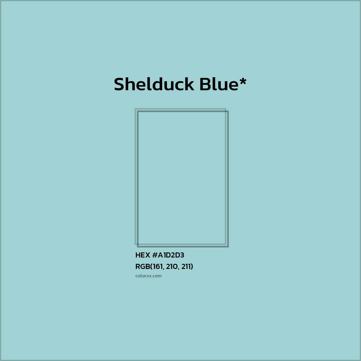 #A1D2D3 hex color. RGB, RYB, CMYK, HSL, HSV codes and color conversions. Matching color names, palettes, paints.