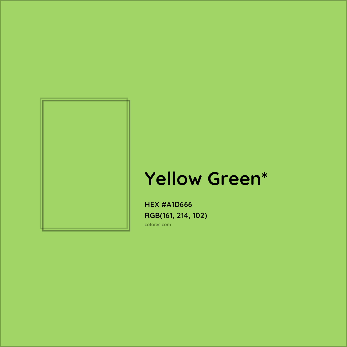 #A1D666 hex color. RGB, RYB, CMYK, HSL, HSV codes and color conversions. Matching color names, palettes, paints.
