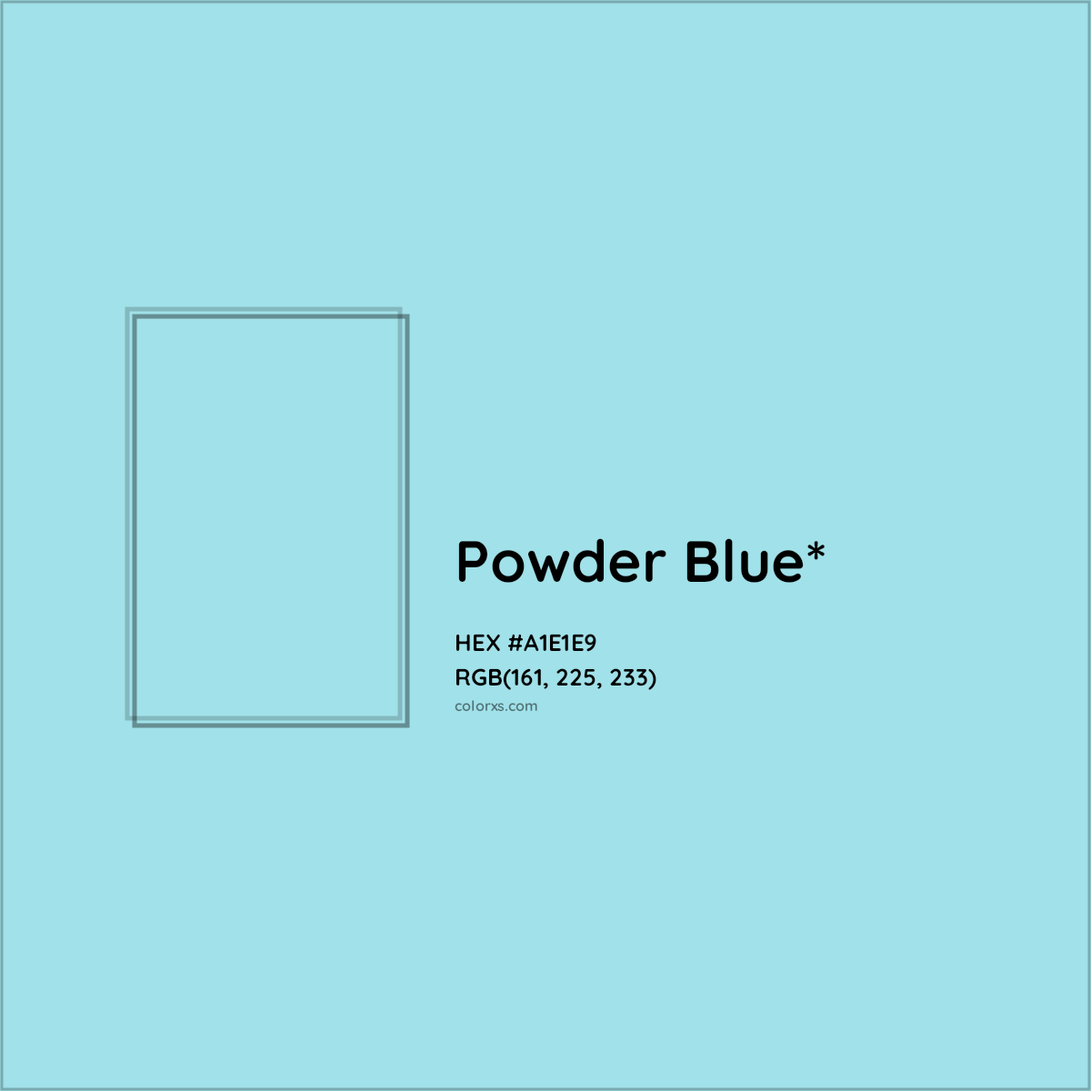 #A1E1E9 hex color. RGB, RYB, CMYK, HSL, HSV codes and color conversions. Matching color names, palettes, paints.