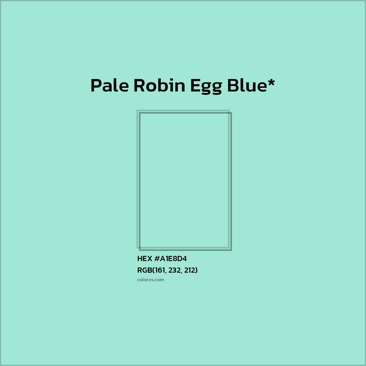#A1E8D4 hex color. RGB, RYB, CMYK, HSL, HSV codes and color conversions. Matching color names, palettes, paints.