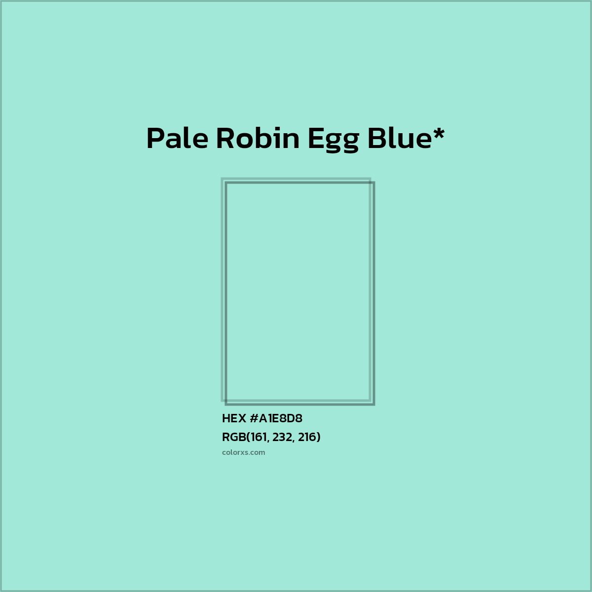 #A1E8D8 hex color. RGB, RYB, CMYK, HSL, HSV codes and color conversions. Matching color names, palettes, paints.