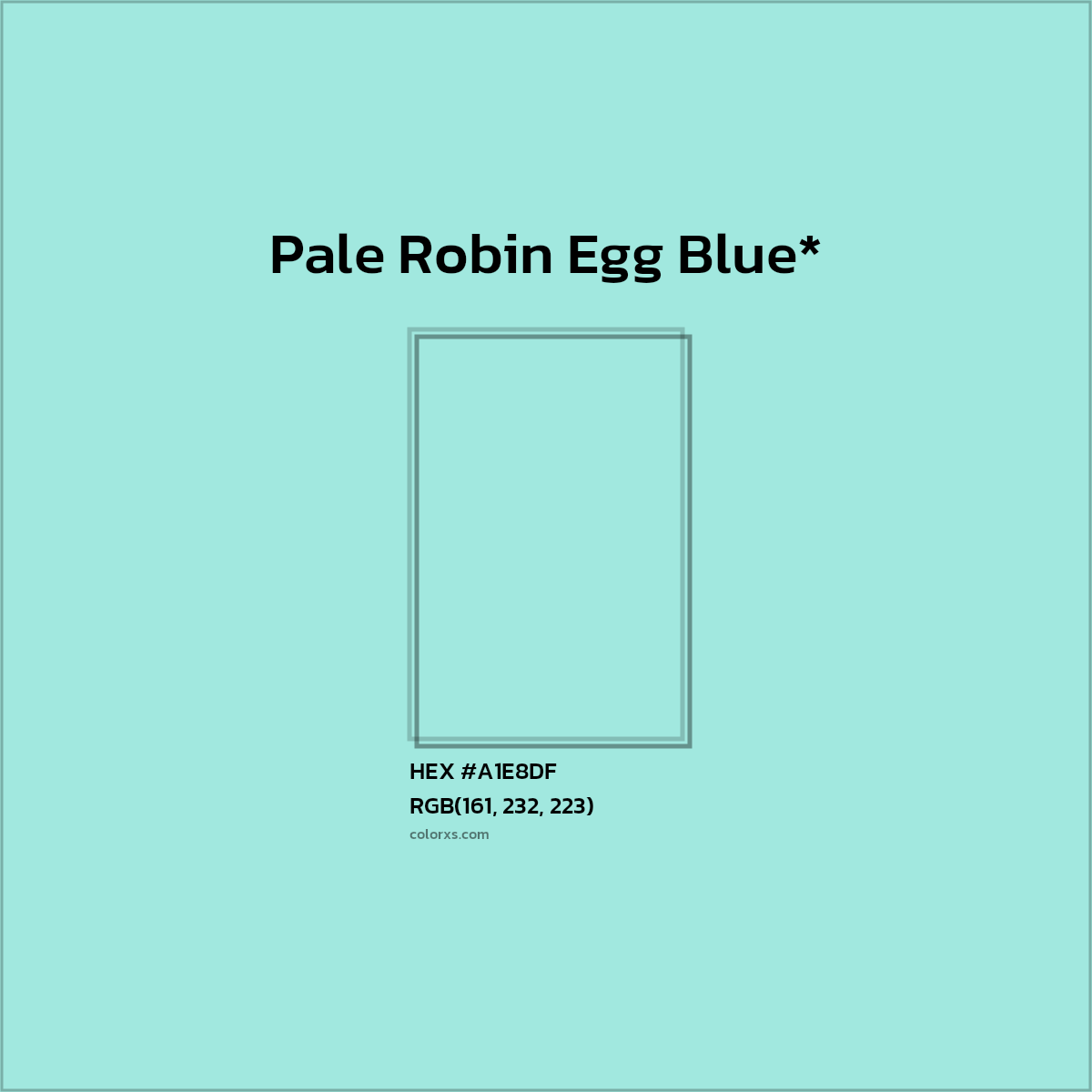 #A1E8DF hex color. RGB, RYB, CMYK, HSL, HSV codes and color conversions. Matching color names, palettes, paints.