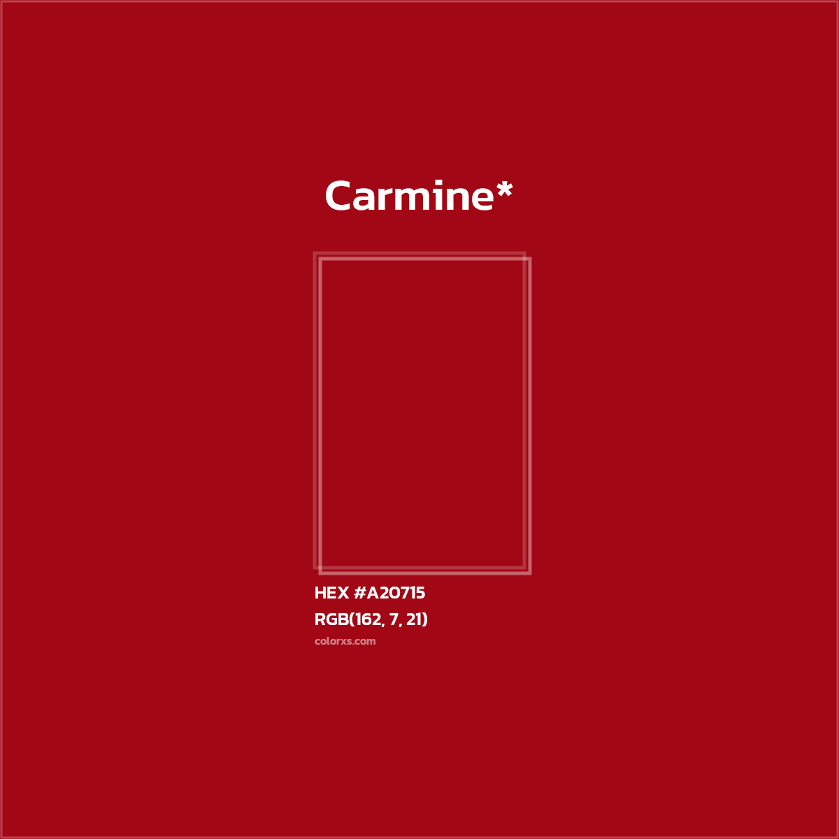 #A20715 hex color. RGB, RYB, CMYK, HSL, HSV codes and color conversions. Matching color names, palettes, paints.