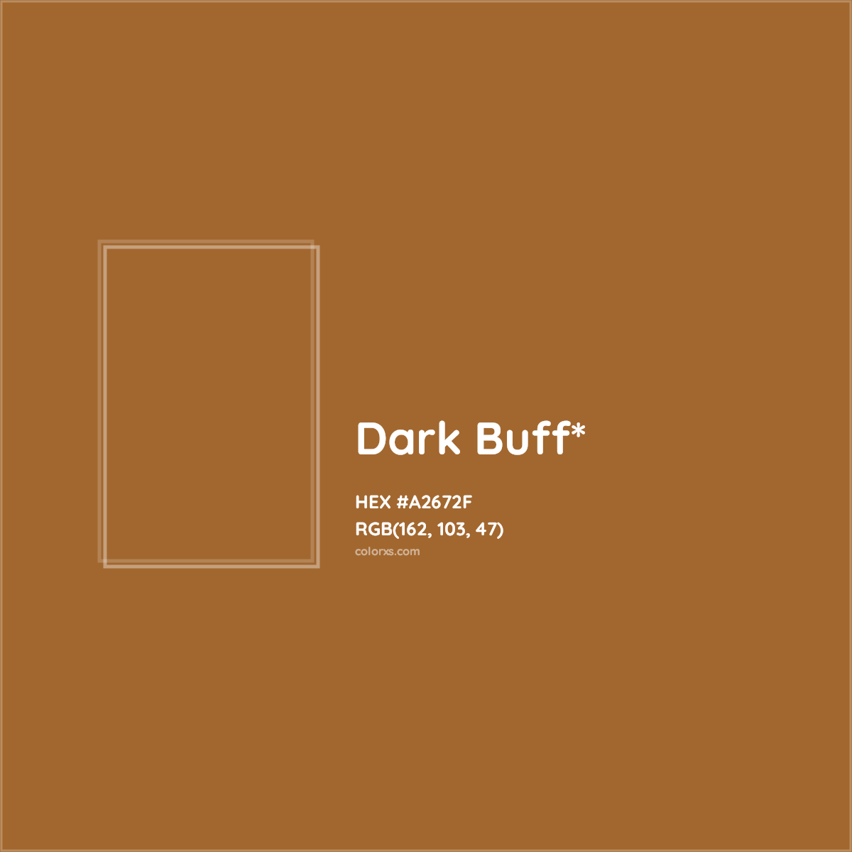 #A2672F hex color. RGB, RYB, CMYK, HSL, HSV codes and color conversions. Matching color names, palettes, paints.