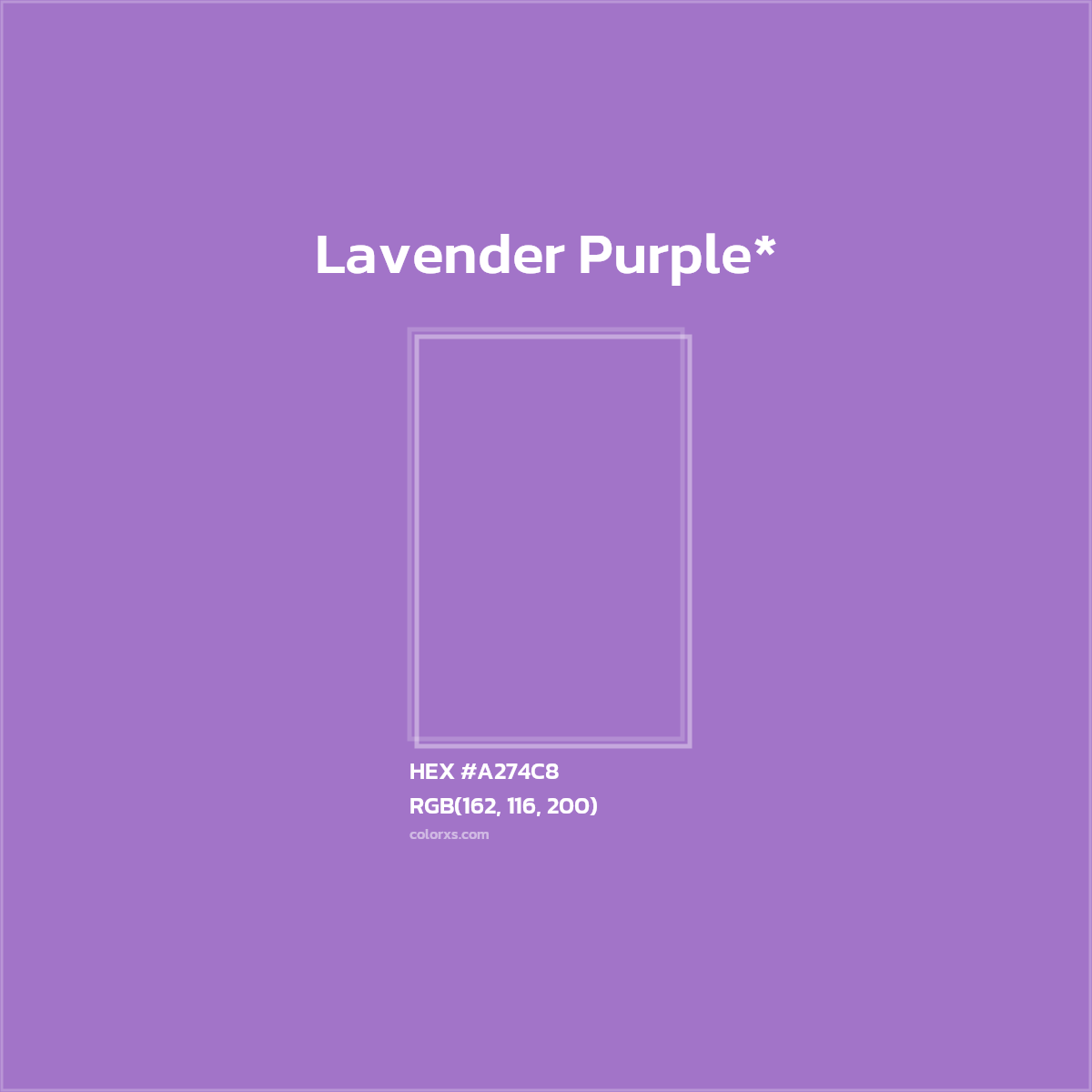 #A274C8 hex color. RGB, RYB, CMYK, HSL, HSV codes and color conversions. Matching color names, palettes, paints.